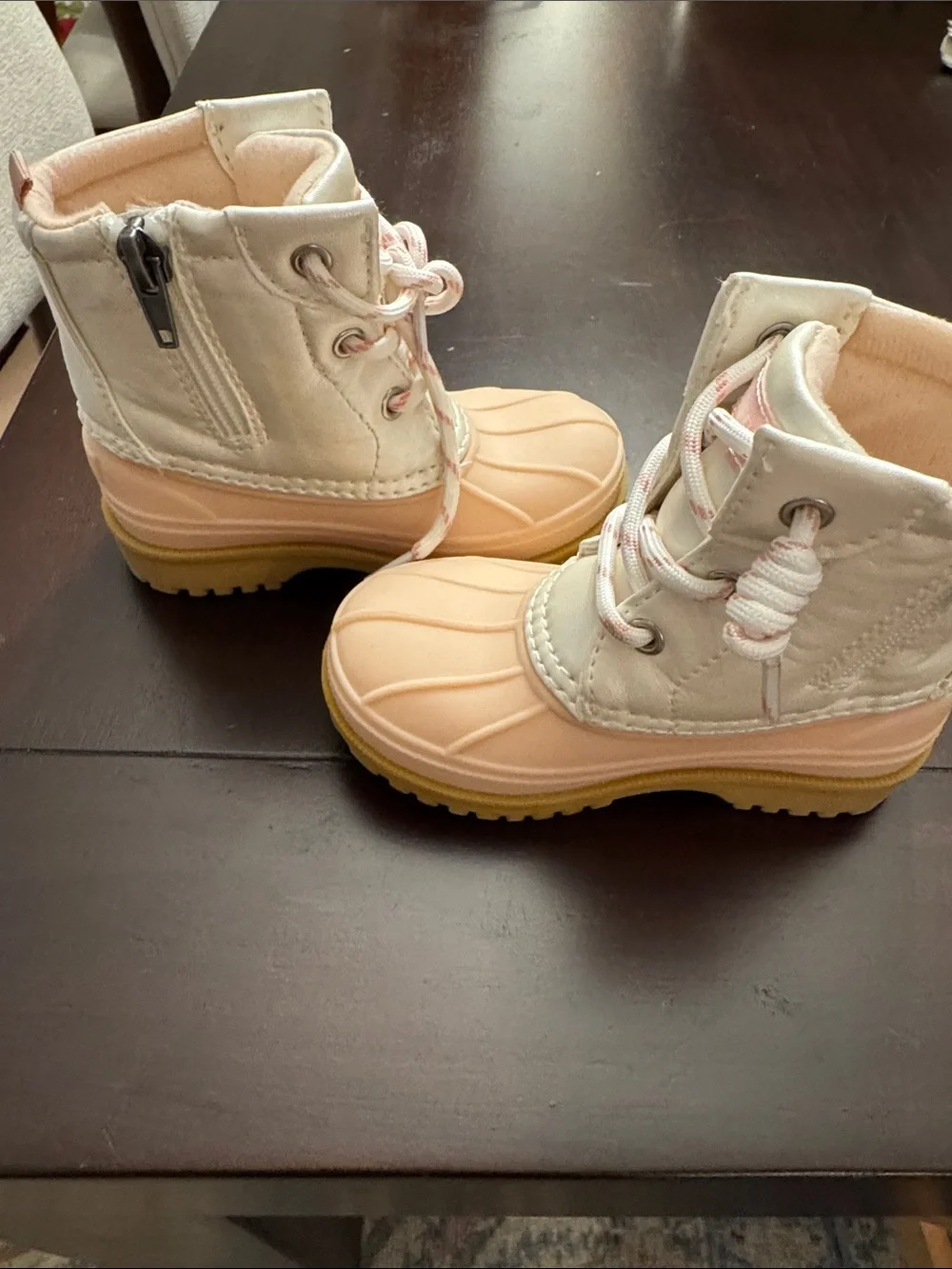 Sperry Kids Pink and Cream Waterproof Duck Boots